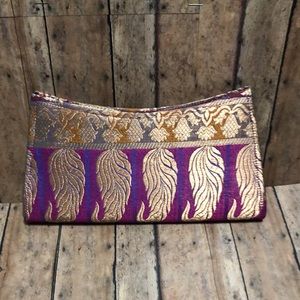 ❤️ Beautiful patterned fabric clutch purse EUC